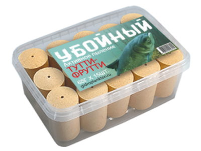 Гидропланктон_УБОЙНЫЙ_65_гр_15_шт_в_контейнере_тутти_фрутти