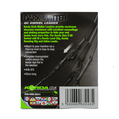 Korda_Dark_Matter_Leader_QC_Swivel_Готовый_монтаж_50_см_ksz72