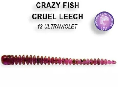 Crazy Fish Cruel Leech 2,2" (аром. Кальмар) (12 Ultra Violet)