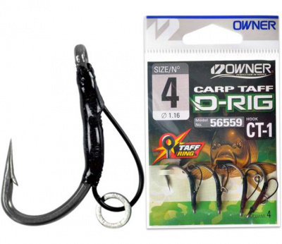 Owner 56559 Carp Taff D-Rig одинарный крючок с петлей