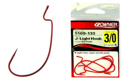 Owner 5109 J-Light Worm Hook офсетный крючок
