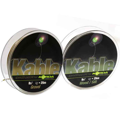 Korda_Kable_Leadcore_Лидкор_25_м_50_Lb_22_кг_болотно_зеленый_gravel_темно_болотный_weed_silt