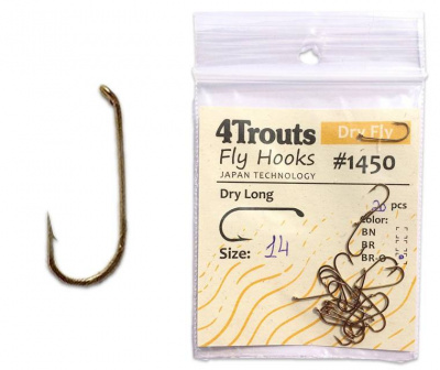4Trouts Dry Long 1450 Крючок для сухих мушек
