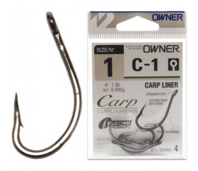 Owner 53261 (С-1) Carp FlyLiner одинарный крючок