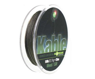 Korda_Kable_Leadcore_Лидкор_25_м_50_Lb_22_кг_kabwg_темно_болотный_weed_silt