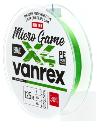 Плетеная_леска_Lucky_John_Vanrex_Micro_Game_x4_Fluoro_Green_125_м